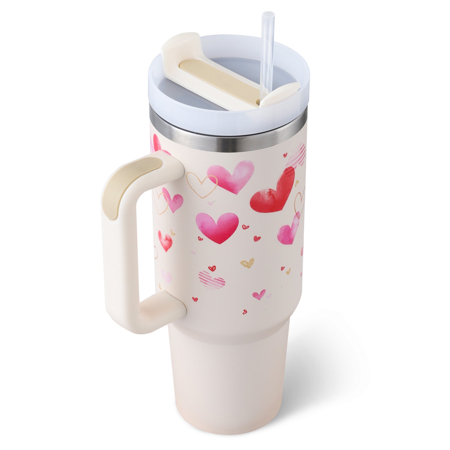 40 Oz Insulated Tumbler with Handle and Straw