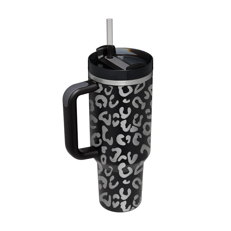 40 Oz Insulated Tumbler with Handle and Straw