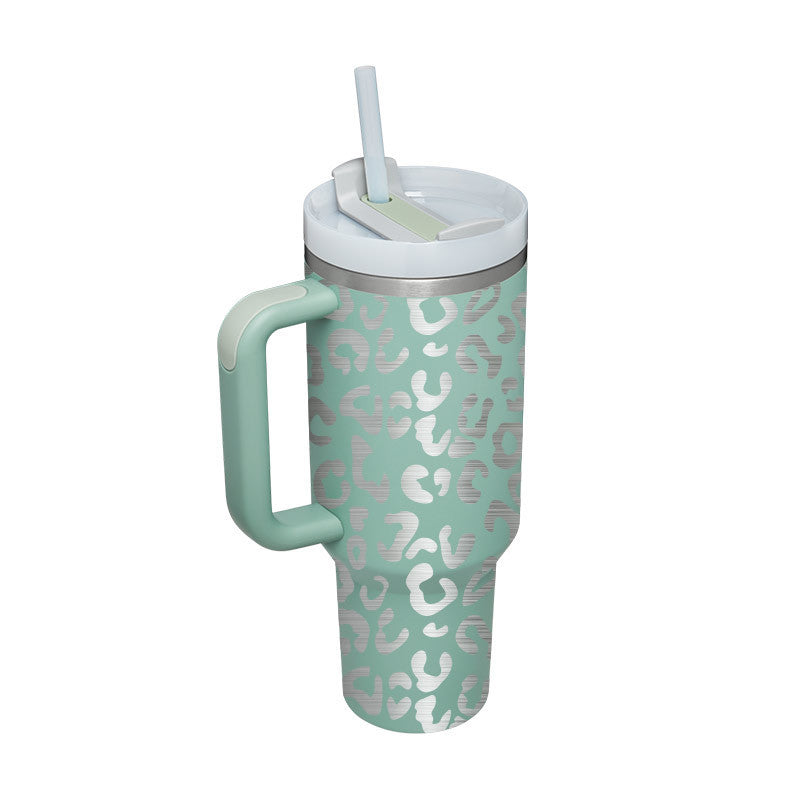 40 Oz Insulated Tumbler with Handle and Straw