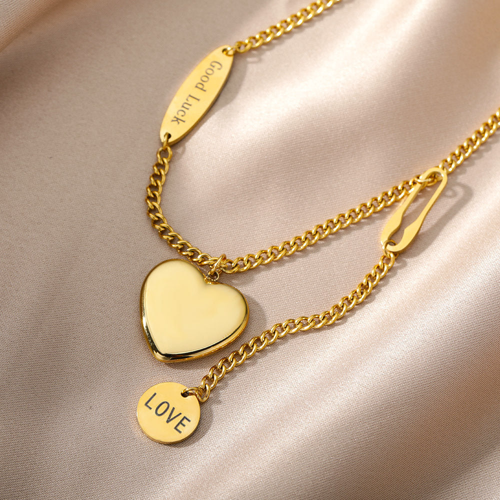 Multilayer Heart Pendant Necklace for Women