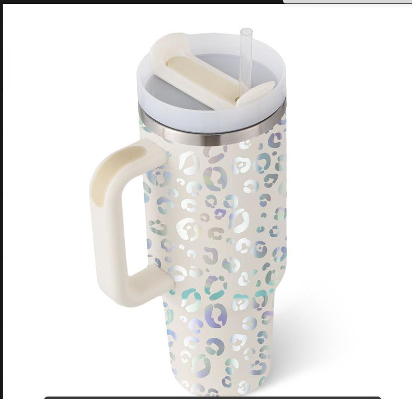 40 Oz Insulated Tumbler with Handle and Straw