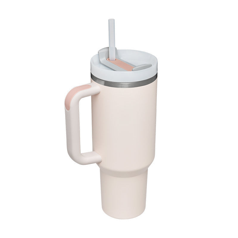 40 Oz Insulated Tumbler with Handle and Straw