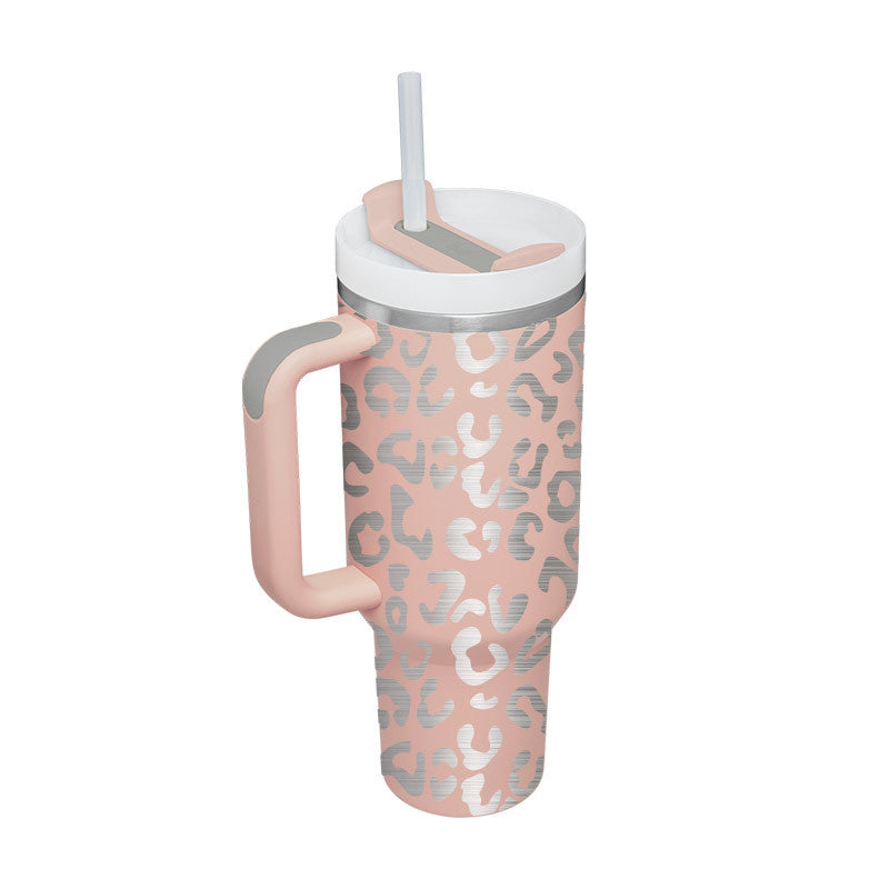 40 Oz Insulated Tumbler with Handle and Straw