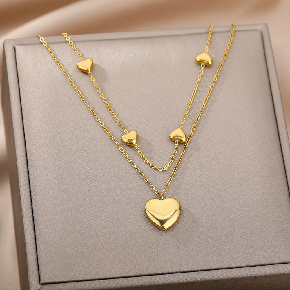 Multilayer Heart Pendant Necklace for Women