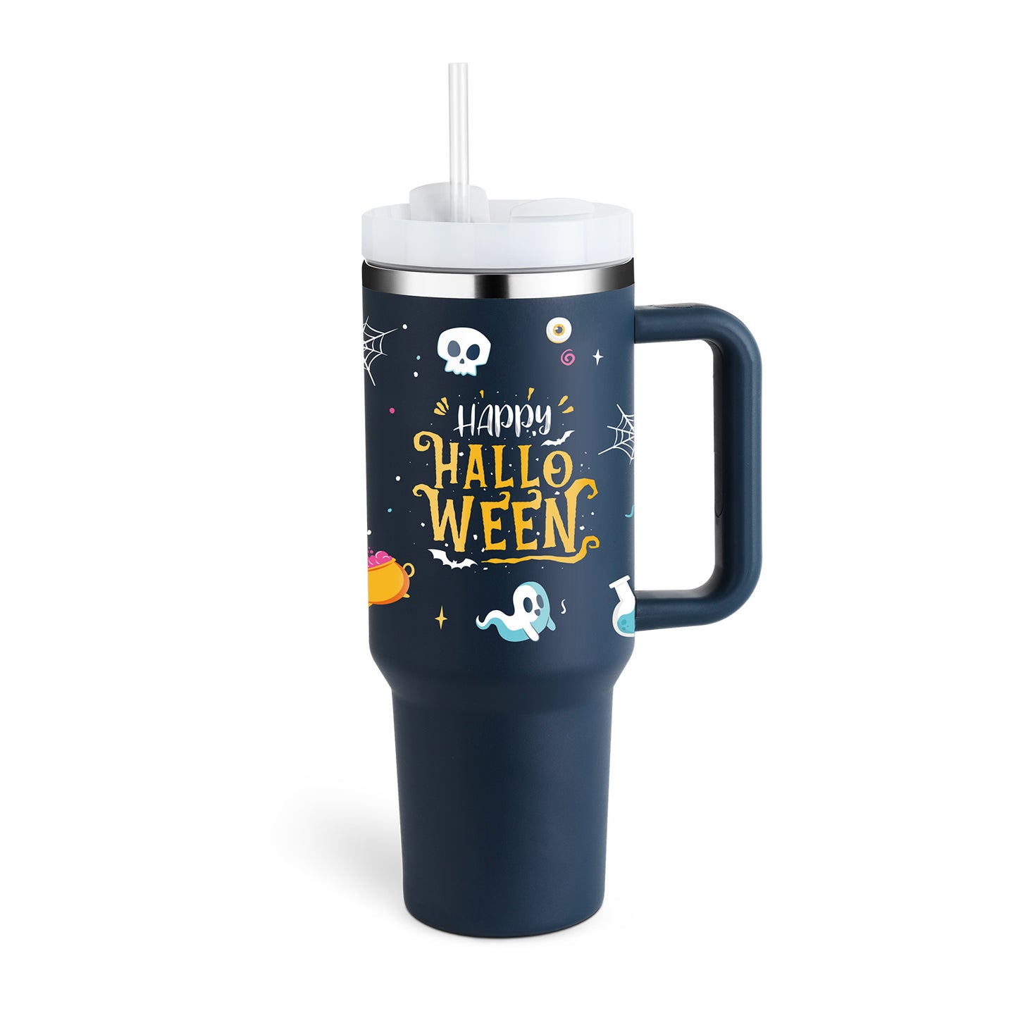 40 Oz Insulated Tumbler with Handle and Straw