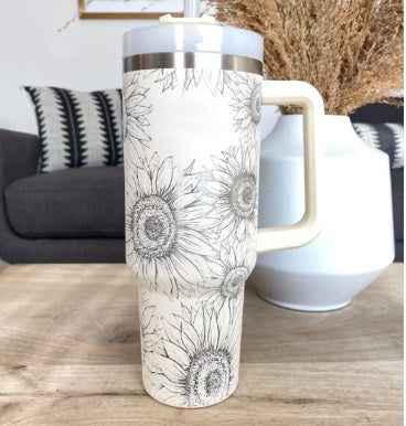 40 Oz Insulated Tumbler with Handle and Straw